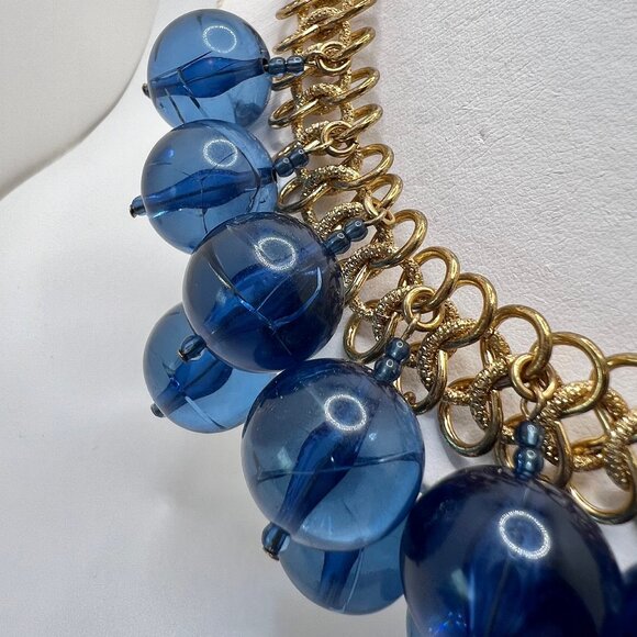 Kenneth Jay Lane KJL Blue Acrylic Statement Necklace - Picture 4 of 6
